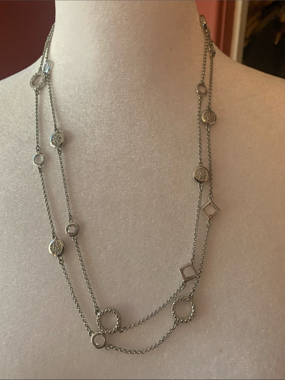 Lia Sophia Silver Multi-Shape Long Necklace